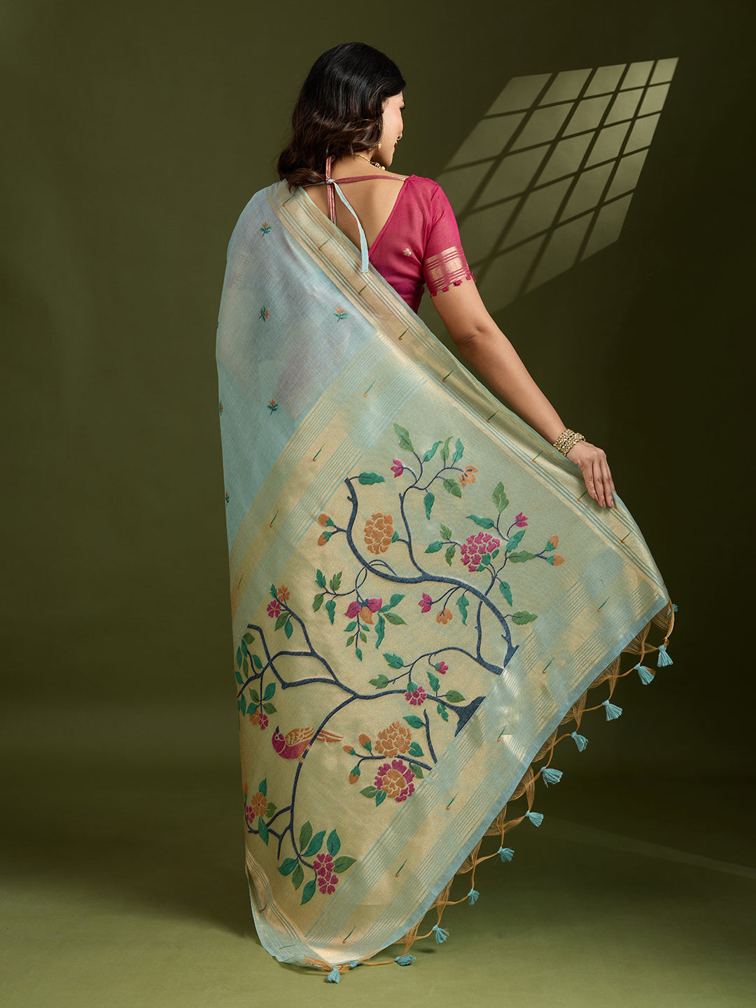 Muga Cotton Saree With Paithani Pallu - FIROZI
