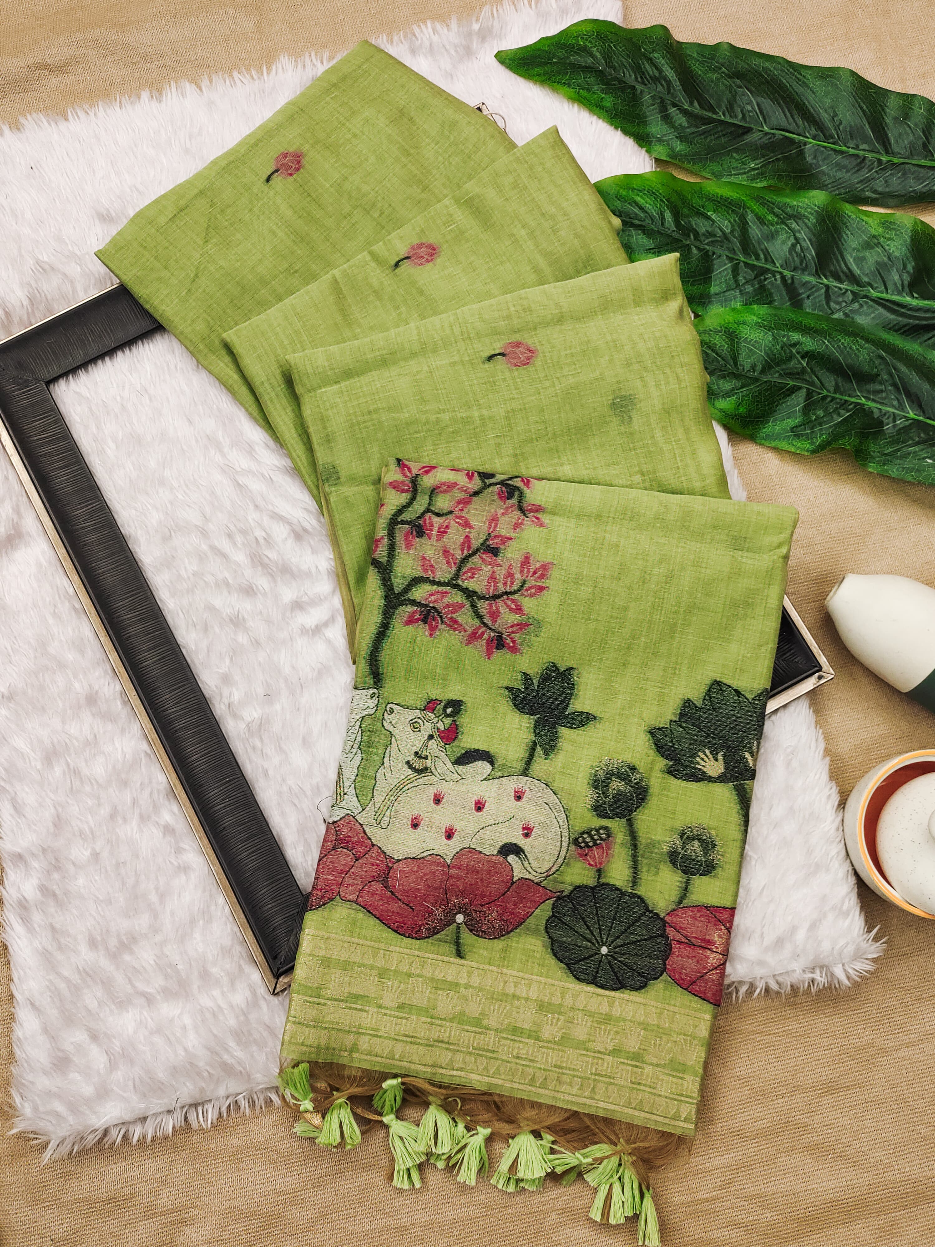 Muga Cotton Saree With Designer Pichwai Pallu - PISTA