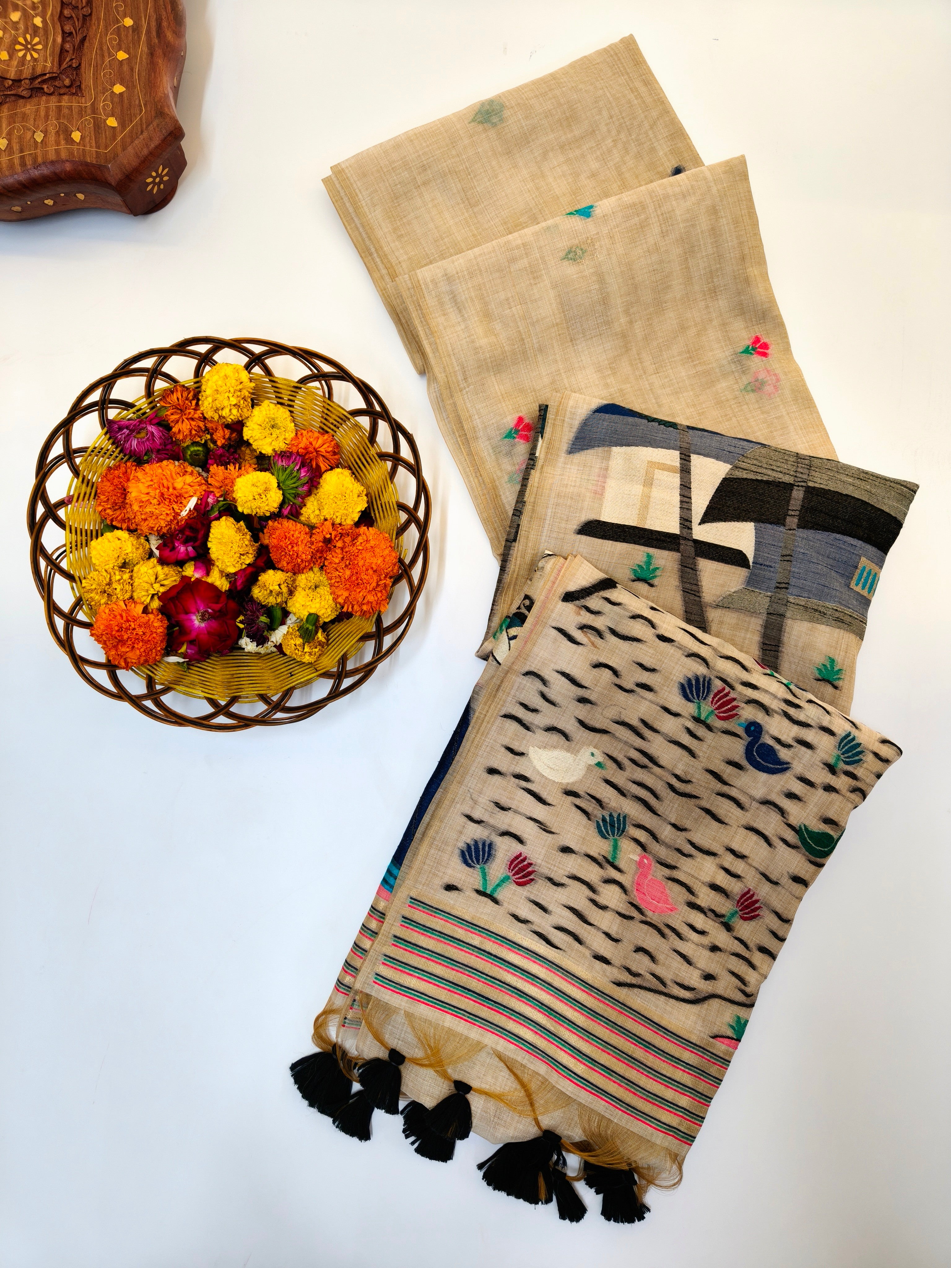 Chitralekha Muga Cotton Saree - BLACK