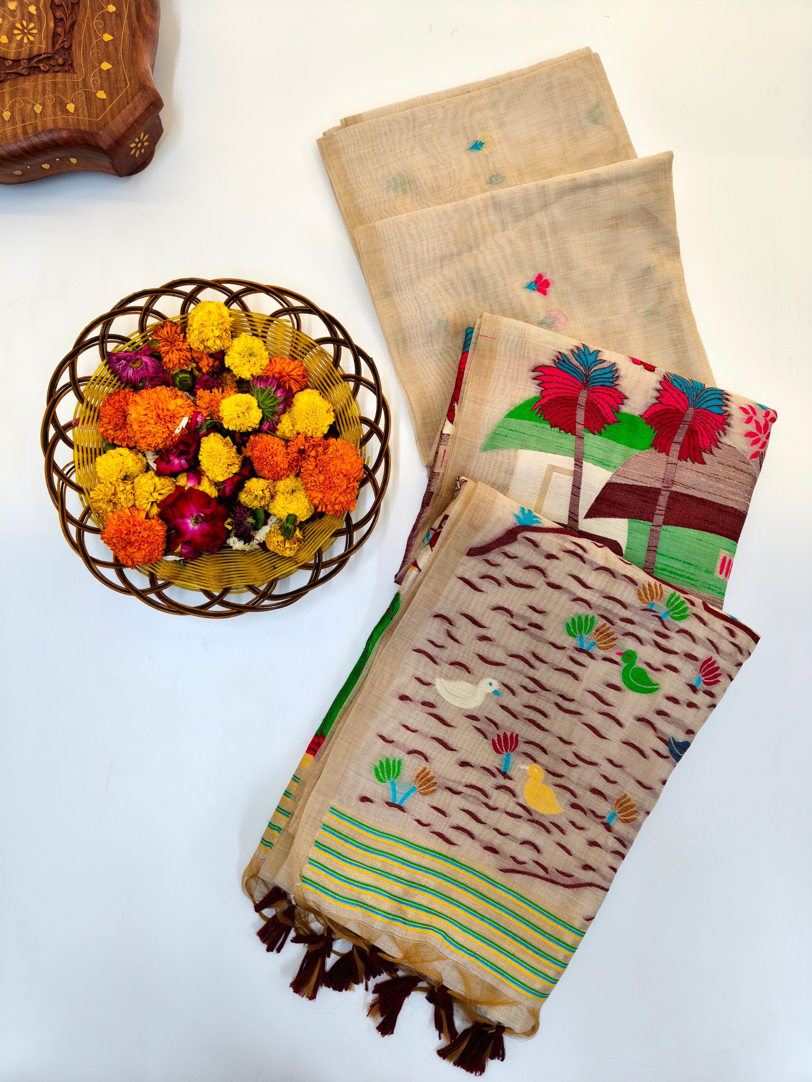 Chitralekha Muga Cotton Saree - MAROON