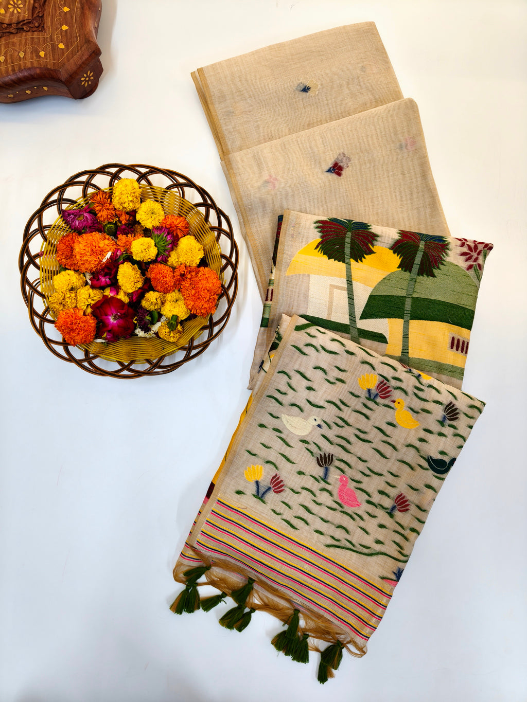 Chitralekha Muga Cotton Saree - GREEN