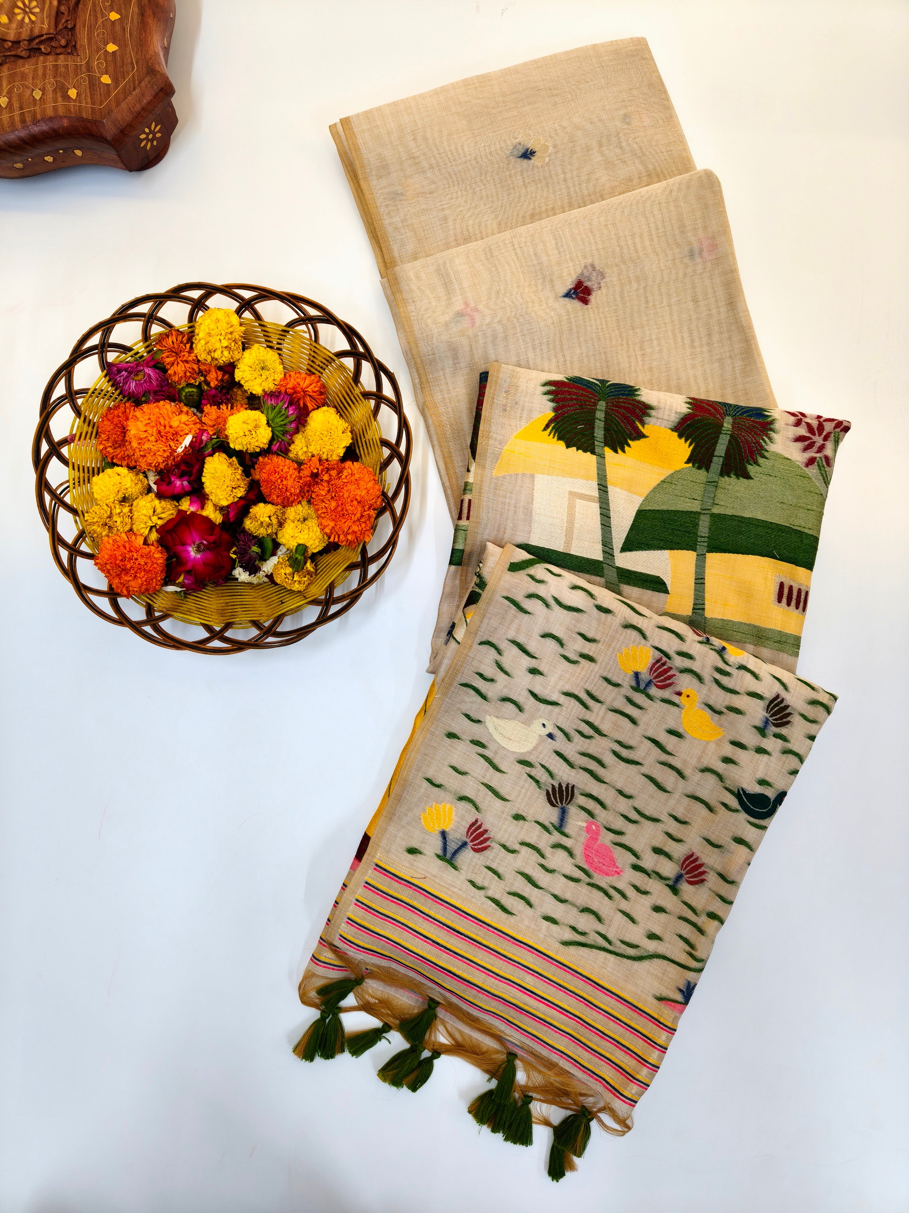 Chitralekha Muga Cotton Saree - GREEN