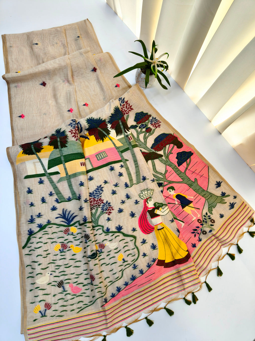 Chitralekha Muga Cotton Saree - GREEN