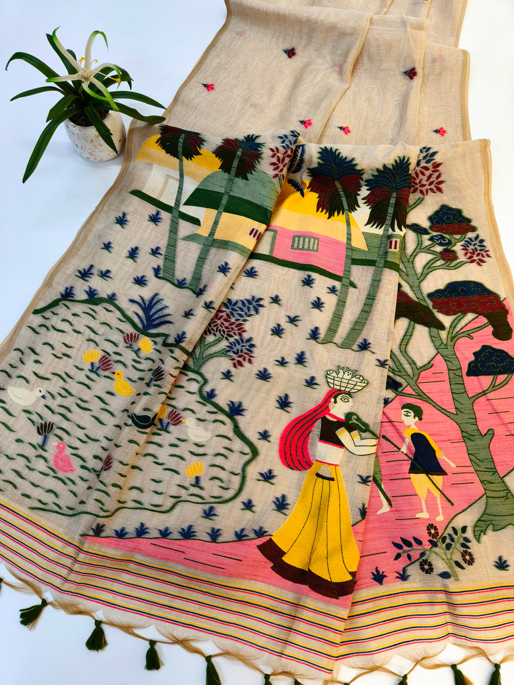 Chitralekha Muga Cotton Saree - GREEN