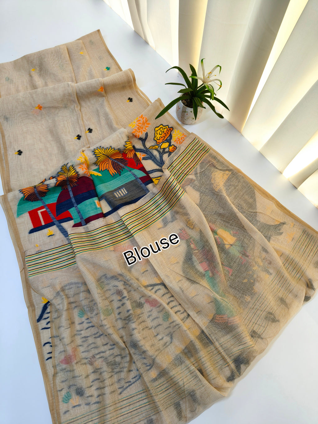 Chitralekha Muga Cotton Saree - BLUE