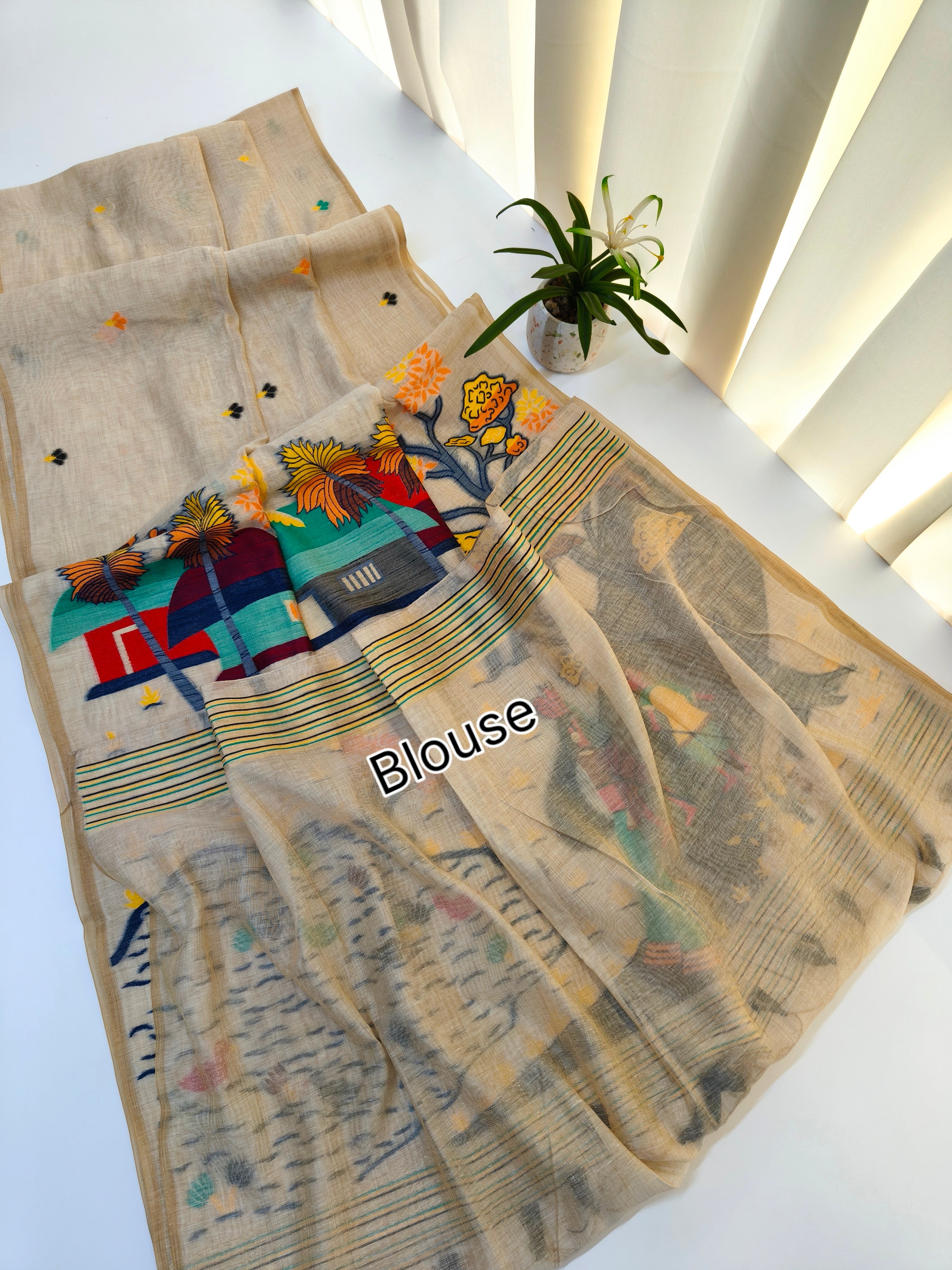 Chitralekha Muga Cotton Saree - BLUE