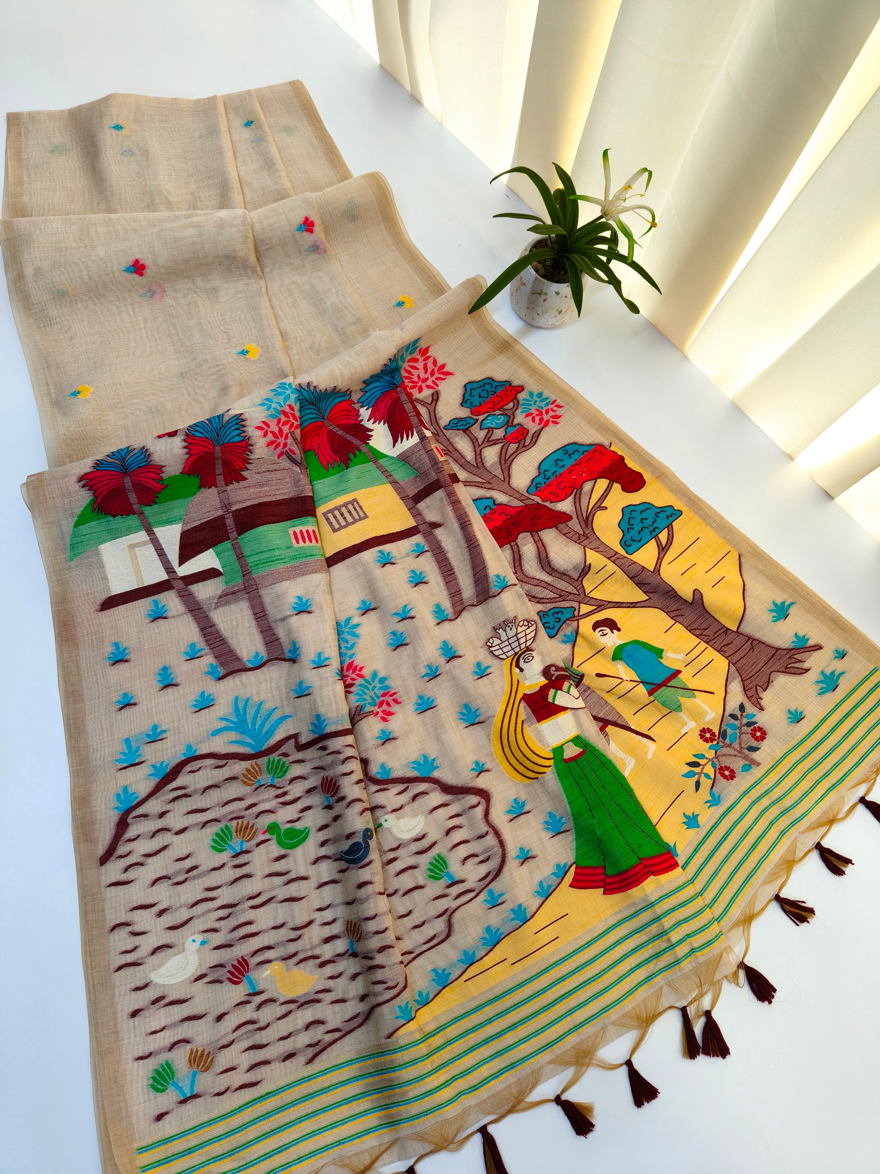 Chitralekha Muga Cotton Saree - MAROON