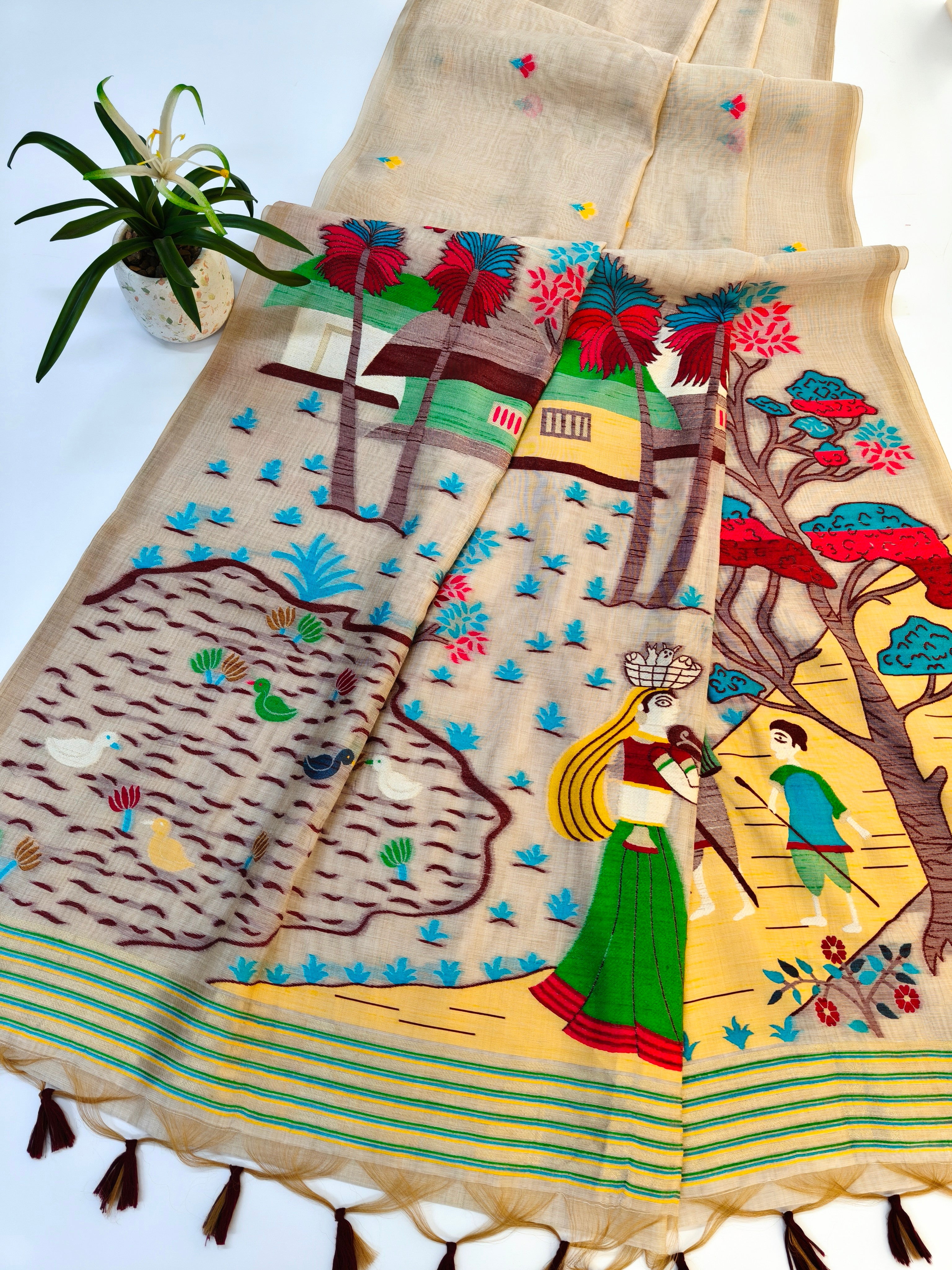 Chitralekha Muga Cotton Saree - MAROON