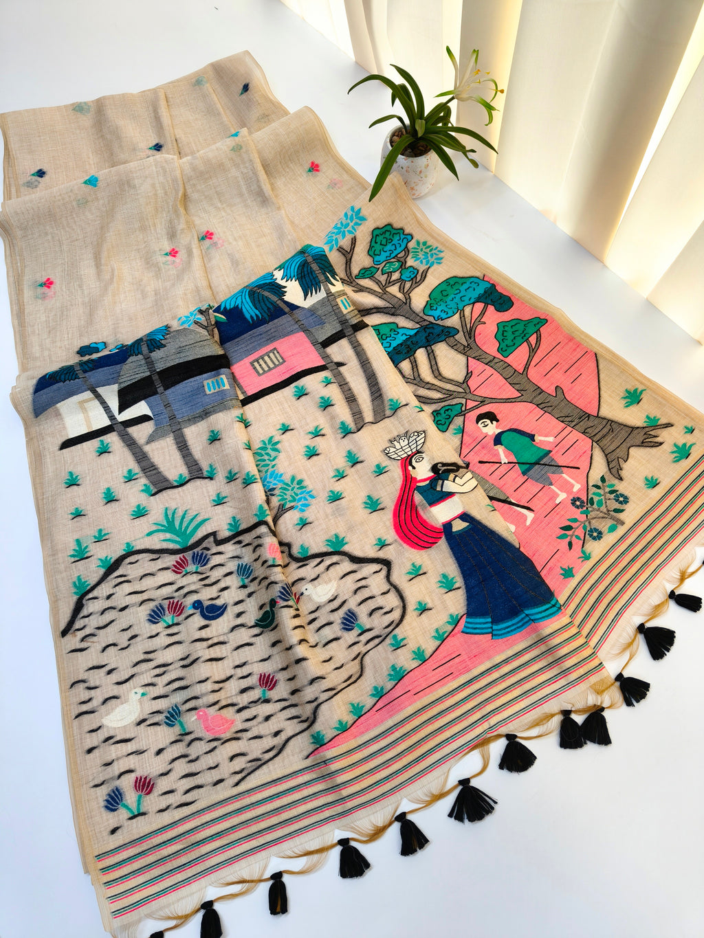 Chitralekha Muga Cotton Saree - BLACK