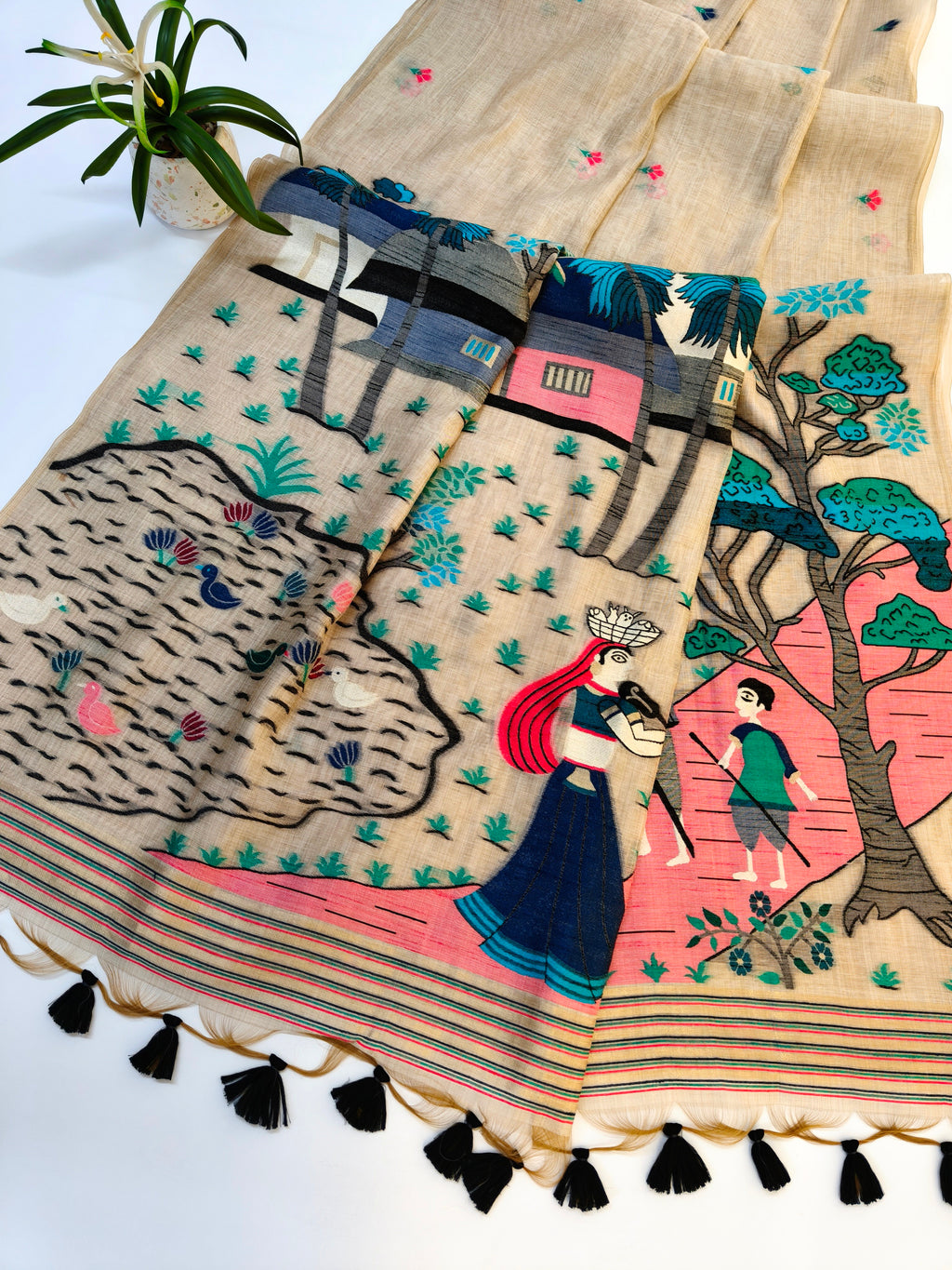 Chitralekha Muga Cotton Saree - BLACK