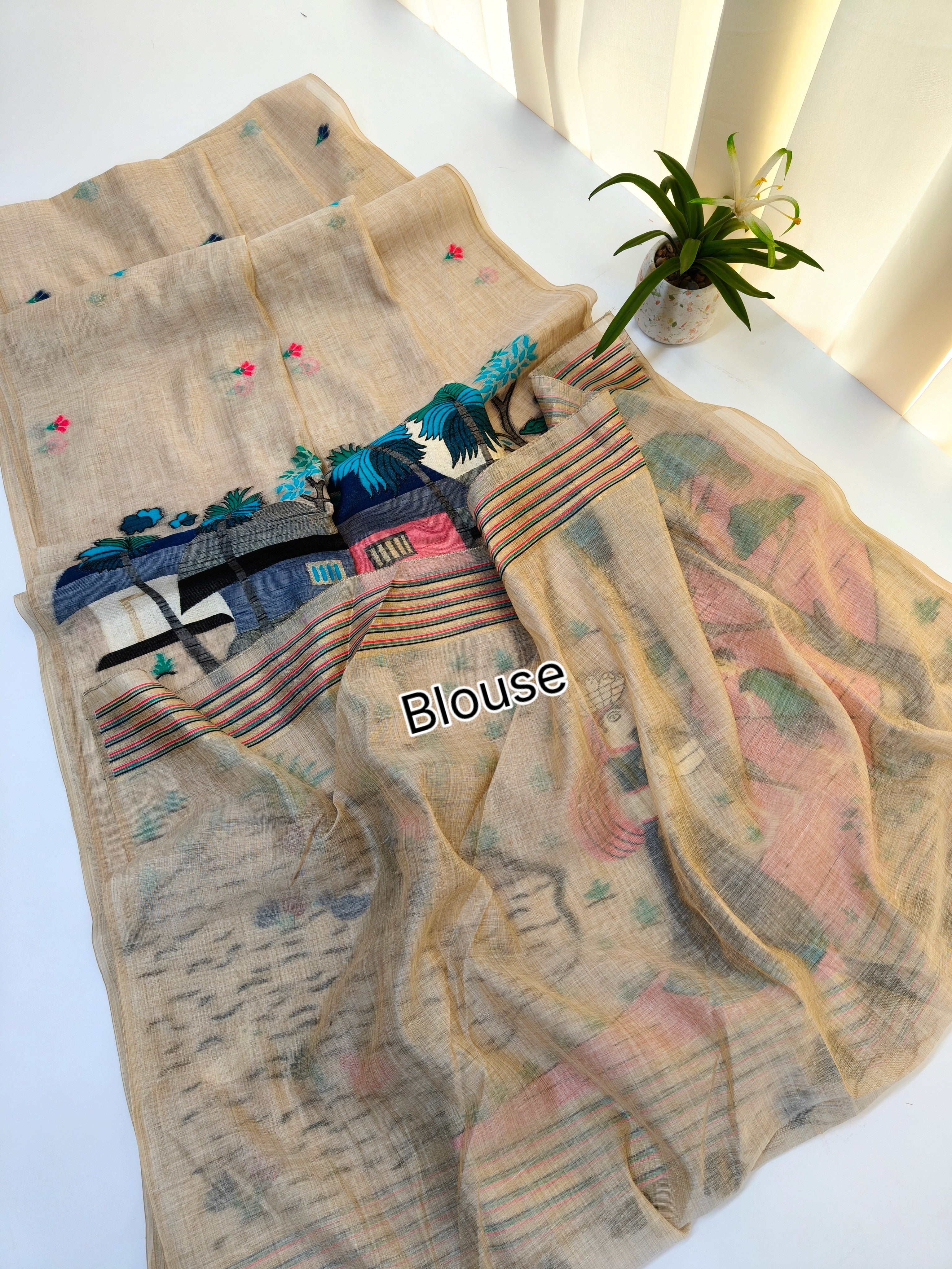 Chitralekha Muga Cotton Saree - BLACK